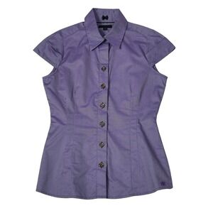 Banana Republic Purple Stripe Button Up Shirt XS Fitted Cotton Y2K